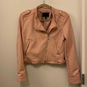 Banana Republic Vegan Suede Moto Jacket, Blush Pink, Size S